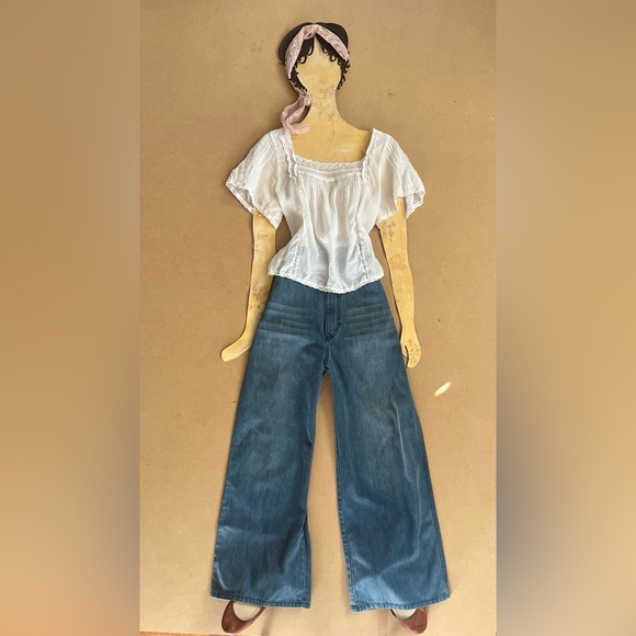 Doen Ginger Peasant Top in Salt Sz M